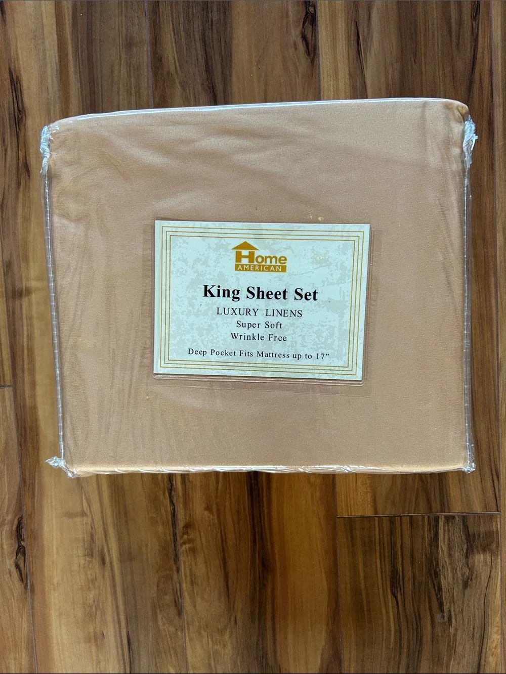 NEW Home American 4 Piece King Sheet Set in Tan - Luxury Wrinkle Free Bedding